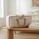 thumbnail image 3 of 1 Paquete de Almacenamiento de Ropa, Bolsas de Almacenamiento Floral, Bolsas de Mudanza para Organizar Dormitorio, Ropa, Almacenamiento de Armario con Asas Marrón Claro 27.6*19.7*9.8in, 3 of 6