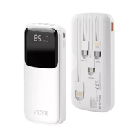 Vidvie - Cargador Batería Portátil Digital 10000Mah Usb-C Powerbank Color Blanco Y Negro