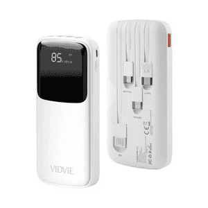 Vidvie - Cargador Batería Portátil Digital 10000Mah Usb-C Powerbank Color Blanco Y Negro