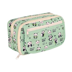 Ioensy - Estuche Para Lápices Y Bolsa Con Cremallera Para Lápices Portátil Para Niños, Estudiantes, Adultos, Panda Verde