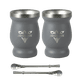 thumbnail image 1 of Vaso matero térmico 240 ml con bombilla acero inoxidable Set de 2 Gris Granito, 1 of 6