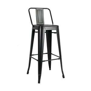 Castletec - Taburete Piso Metal Tolix Para Con Respaldo Lf5-03Hb - Negro