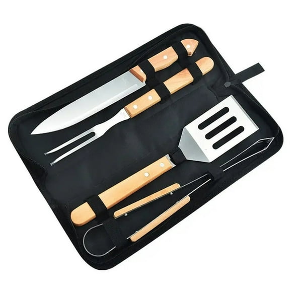 Set Parrillero De 4 Piezas Con Estuche De Acero Inoxidable