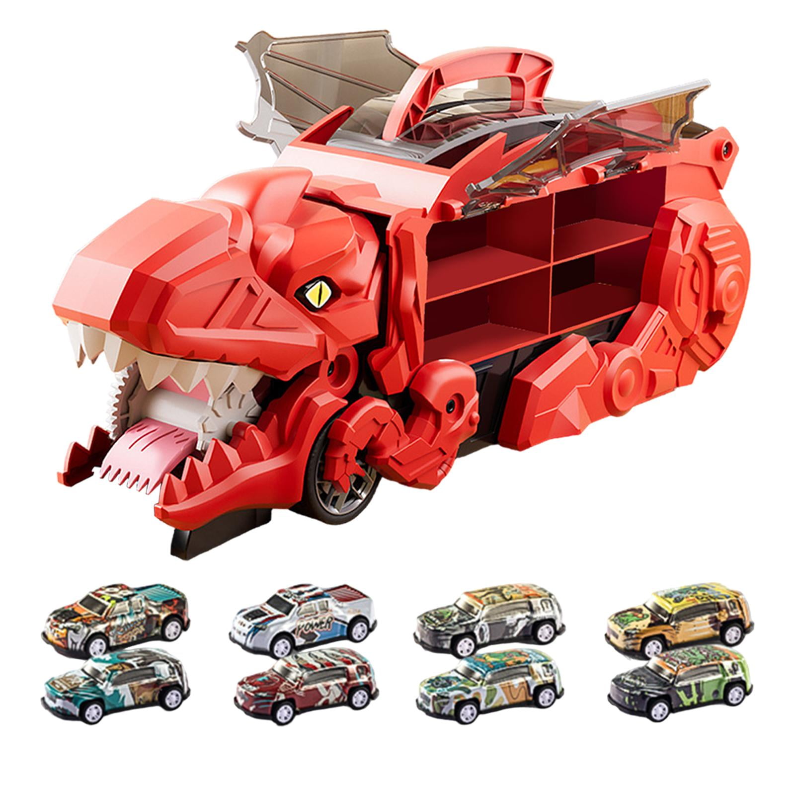 Camión de transporte de dinosaurio 3 en 1 con 10 carritos Camión de transporte de dinosaurios 3 en 1: Este camión de dinosaurios, apto para niños 3 años no solo sirve como