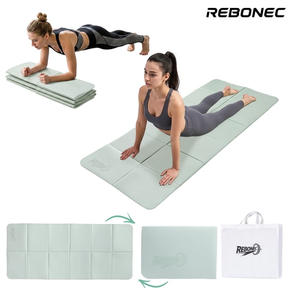 Colchoneta Mat Yoga Deportiva Plegable Tpe Grueso 8mm Bolso Color Verde Marca REBONEC