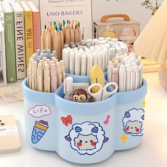 CADDY aiyawen organizador giratorio de 6 compartimentos 15,5 × 10 × 8 cm azul