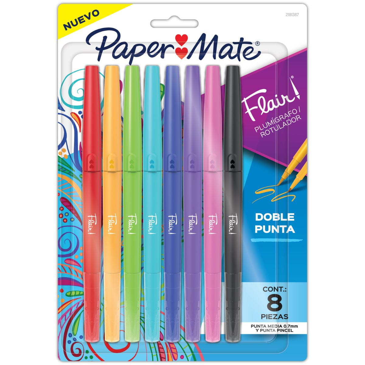 Set 8 Marcadores Flair Doble Punta Paper Mate Surtidos