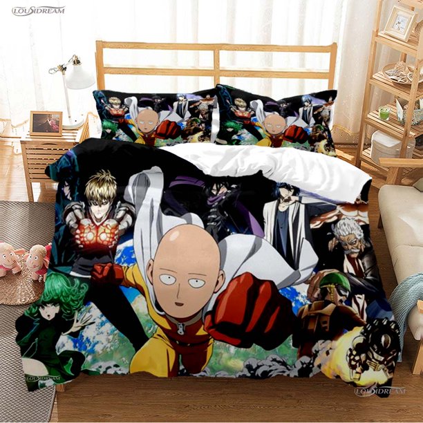 Cute One punch man Cartoon Anime All Season Duvet Cover Bedding sets Soft Quilt Cover and Pillowcases Single/Double/Queen/ Bed Sheets