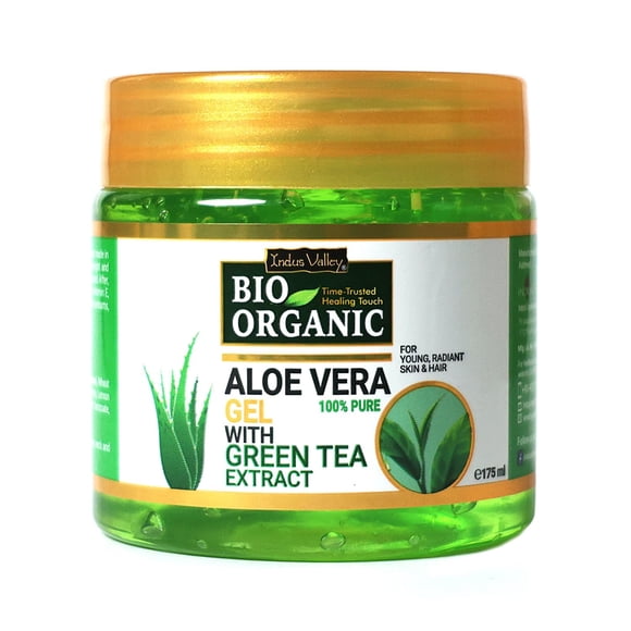 Crema hidratante para la piel Indus Valley, gel de aloe vera, té verde, 175 ml