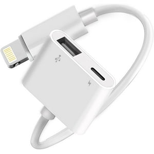 Microwoo - [Adaptador] Cámara Lightning A Usb Certificada Por Apple Mfi Con Puerto De Carga