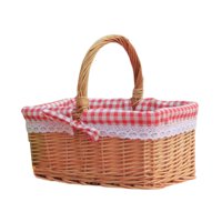 Magideal - Cesta De Mimbre Tejida A Mano, Cesta De Almacenamiento Decorativa Portátil Duradera Rural Para Sándwiches Jardín Senderismo Al Aire Libre In Sin Ropa