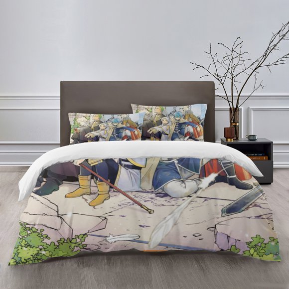 Frieren Beyond Journey's End Bedding Sets Bed Cartoon Duvet Cover Lightweight 3 Piece Bet Sets for Kids Boys Girls