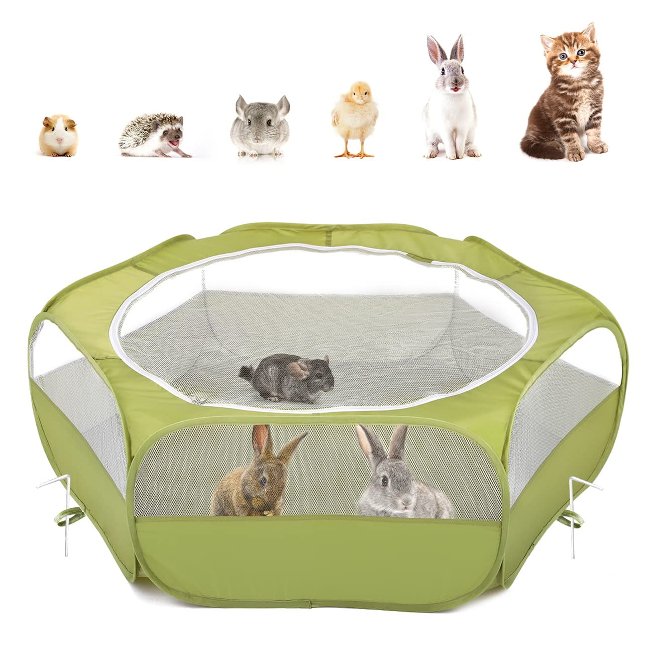 Carpa Playpen Pawaboo, Impermeable, Para Animales Pequeños, Color Verde