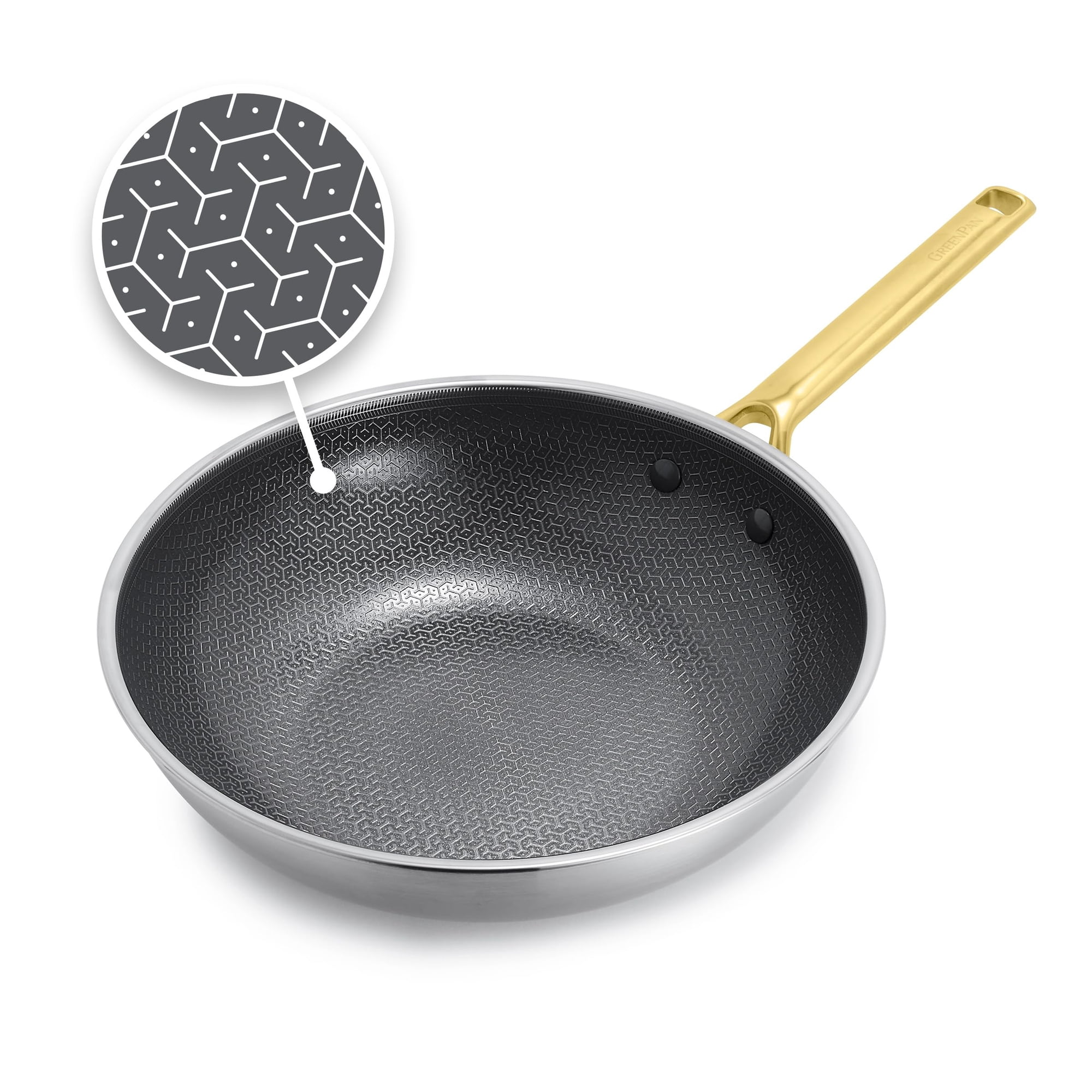 Sartén Greenpan Hybrid, 28 Cm, Antiadherente, Acero Inoxidable, Color Dorado