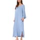 thumbnail image 2 of INSPIRE CHIC Camisón Maxi de Mujer con Mangas 3/4 Regreso a Clases, Camiseta de Dormir Larga Suave y Elástica con Cuello Redondo, Ajuste Relajado, Vestido de Ropa de Casa XL Azul Claro, 2 of 6
