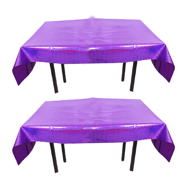 Paquete de 2 manteles de aluminio de 1 m x 2,7 m, de plástico brillante, para decoración de mesas de fiesta.