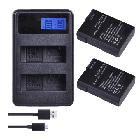 Genérico - 2 Baterías En-El14 + Cargador Doble Mh-24 Alternativo Nikon