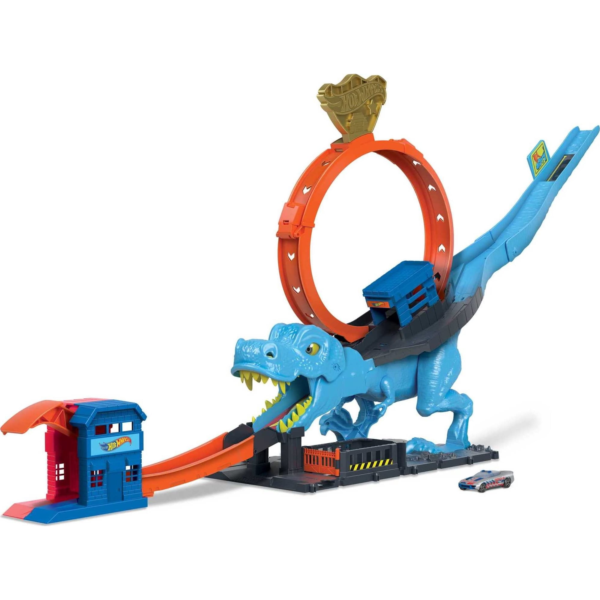 Set De Pista De Coche De Juguete Hot Wheels City T-rex Chomp Con Vehículo