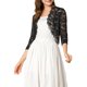 thumbnail image 5 of INSPIRE CHIC Chaquetas de Mujer Encaje Floral Cárdigan Mangas 3/4 Cubierta Transparente Top Negro S, 5 of 7