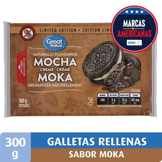 Galleta Rellena Sabor Moka 300 g Great Value
