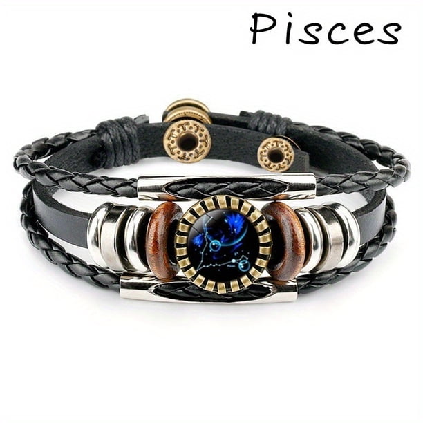 12 Constellation Beaded Leather And Charm Bracelets,12 Styles Available