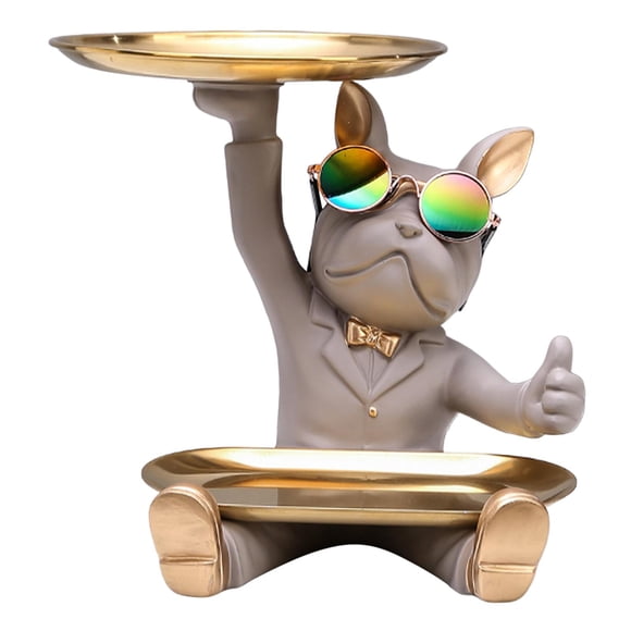 Chic Bulldog Escultura Perro Estatua Llavero Para Sala De Estar Decoración Del Hogar Gris