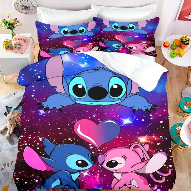 Cartoon Stitch Duvet Cover Set, Stitch Animation Quilt Cover Pillowcase Bedding Set Kids Adult Comfortable Set Twin King Bed Sheets