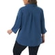 thumbnail image 3 of Agnes Orinda Camisas de Mujer Talla Grande para Escuela o Universidad con Botones, Cuello, Pliegues, Mangas 3/4, Blusas Sólidas de Negocios, Talla 4X Azul Oscuro, 3 of 6