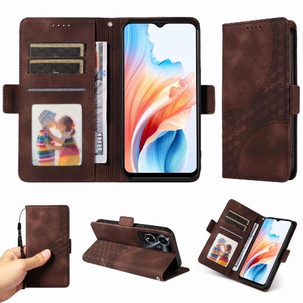 Carcasa FOXDOCK OPPO A59 5G de cuero PU, diseño acolchado clásico, protección contra caídas y rayones