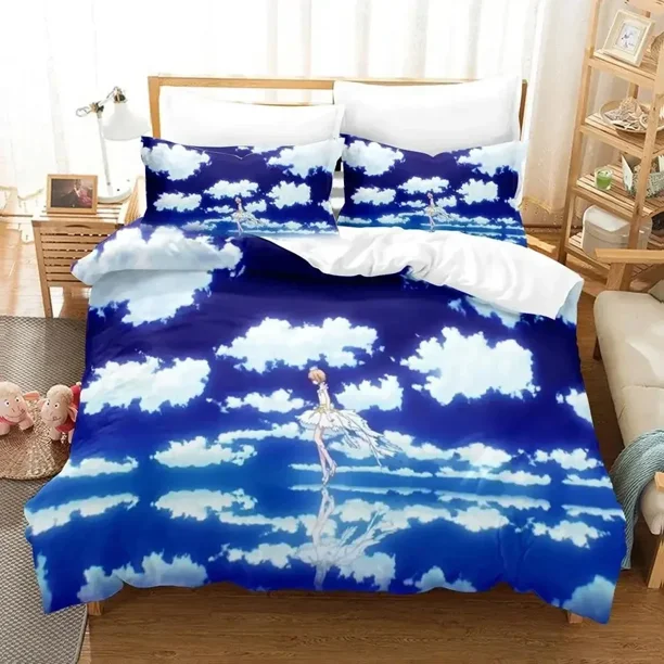v151 Bed Sheets Anime Cardcaptor Sakura Bedding Set Duvet Cover Bed Set Quilt Cover Pillowcase Comforter king Queen Size Boys Adult 3-Piece Bedding Set (1 Duvet Cover + 2 Pillow Shams) Bed Sheets ju15