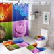 thumbnail image 1 of Elemental-theme 4-Piece Shower Curtain Set with Rugs, Waterproof Bathroom Decor Set Includes Bath Mat, U-Shaped Rug, Toilet Lid Cover and Curtain with Hooks, 1 of 6