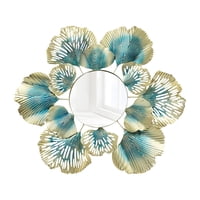 Magideal - Decoración De Arte De Pared De Metal De Estilo Europeo, Esculturas De Pared De Hojas De Flores Ilustraciones De Espejo Montadas En La Pared Para Decor Aureato Azul