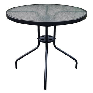 Novahus - Mesa De Terraza De Vidrio Y Acero Grande Negra