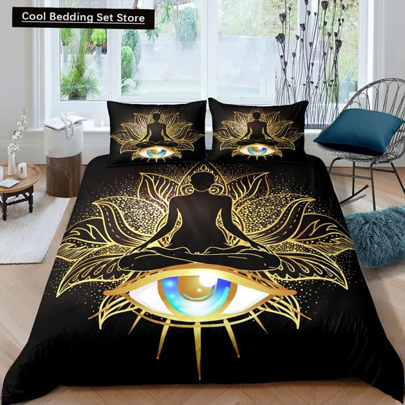 Bohemian Duvet Cover Yoga Comforter Cover Chakra Meditation Hamsa Eye Bedding Set Exotic Boho Polyester Quilt Cover Bed Sheets