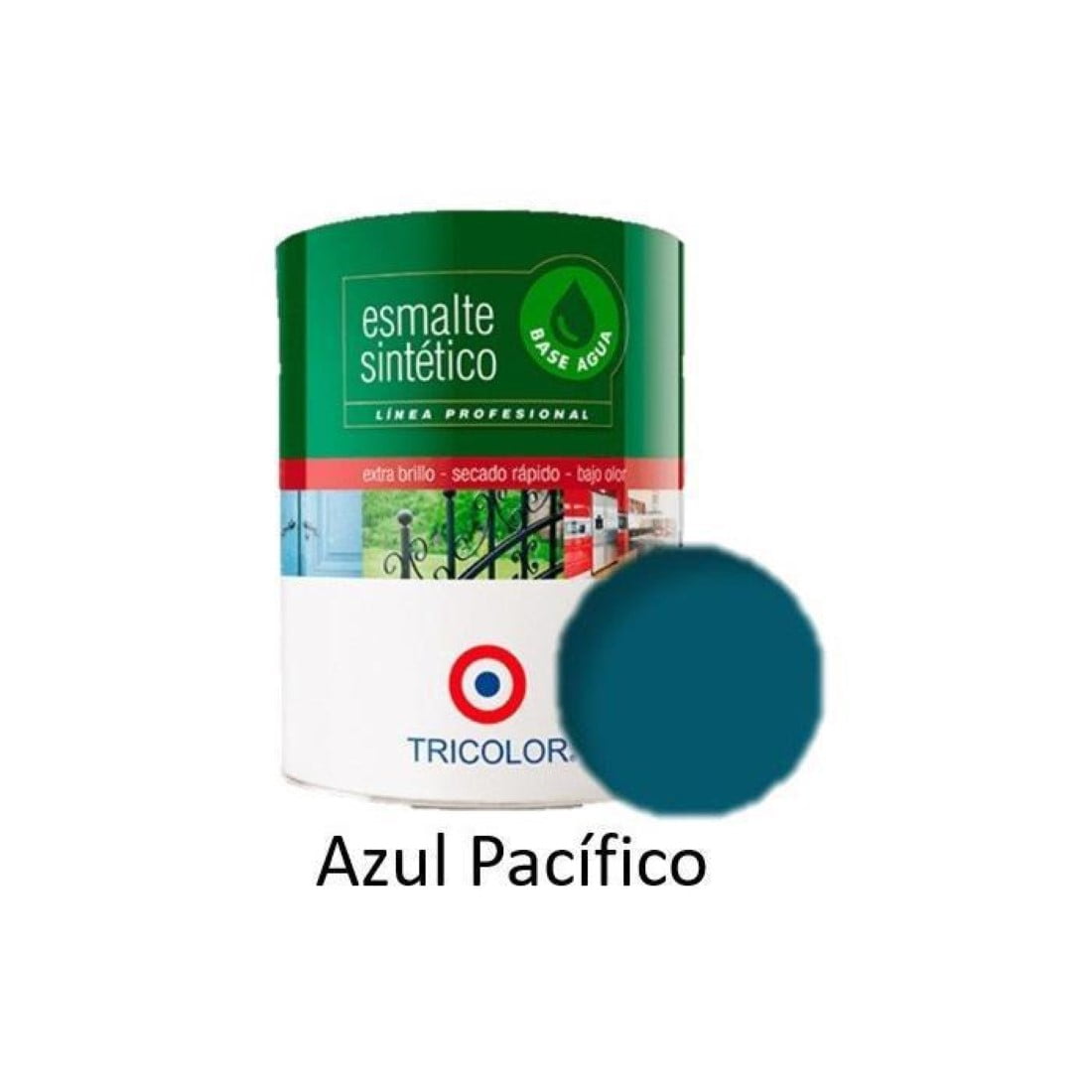 Tricolor - Esmalte Sintetico Base Agua Profesional 1/4 Gl (945ml) Azul Pacifico