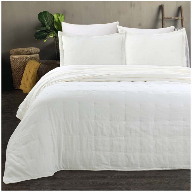 Top Lucky - Cubrecama De Algodon King Liso Beige Claro