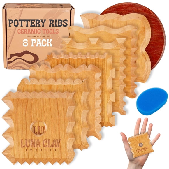 Juego De 8 Costillas Para Cerámica De Madera De Cerezo