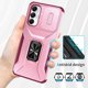 thumbnail image 3 of Funda Armada para Samsung Galaxy A05S con Tapa Deslizante y Soporte Magnético Giratorio Rosa, 3 of 5