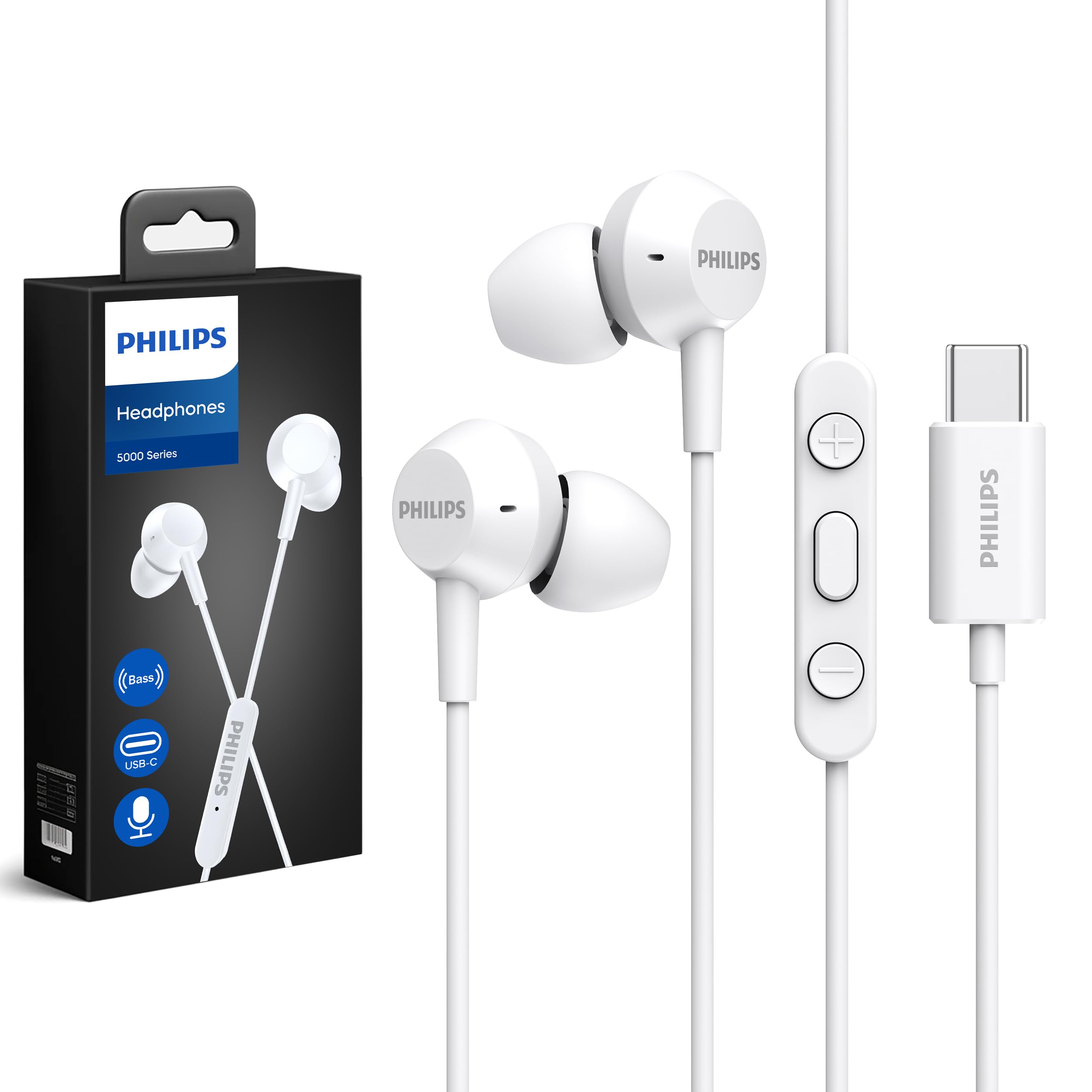 Auriculares Philips Usb C Con Cable Con Micrófono Y Control Remoto De 3 Botones