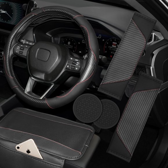 Set Interior 6 Piezas Hiseanllo Carbon Fiber Volante 15 in