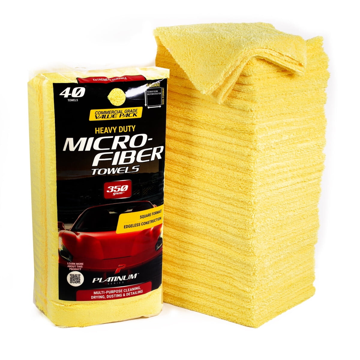 Toallas Microfibra Platinum Heavy Duty 15.5x15.5 Amarillo 40