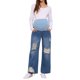 thumbnail image 2 of INSPIRE CHIC Jeans de Maternidad para Mujeres Rotos Desgastados con Encaje Patchwork Sobre el Vientre Soporte Pantalones de Mezclilla de Embarazo L Azul, 2 of 6