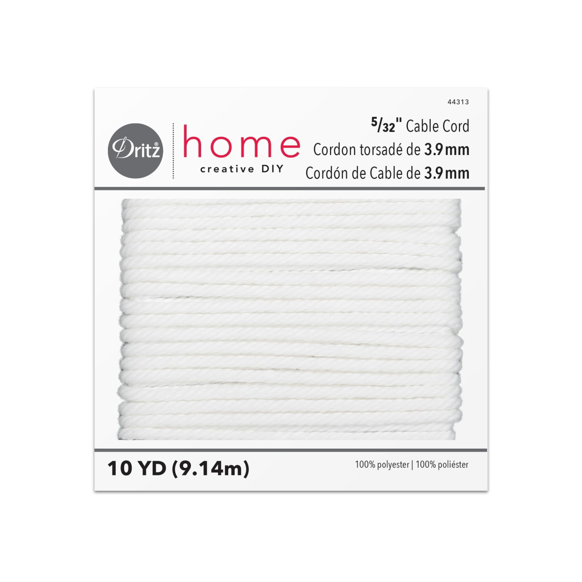 Cable Dritz Home 44313, Tamaño 70, Blanco, 5/32 Pulgadas X 10 Yardas