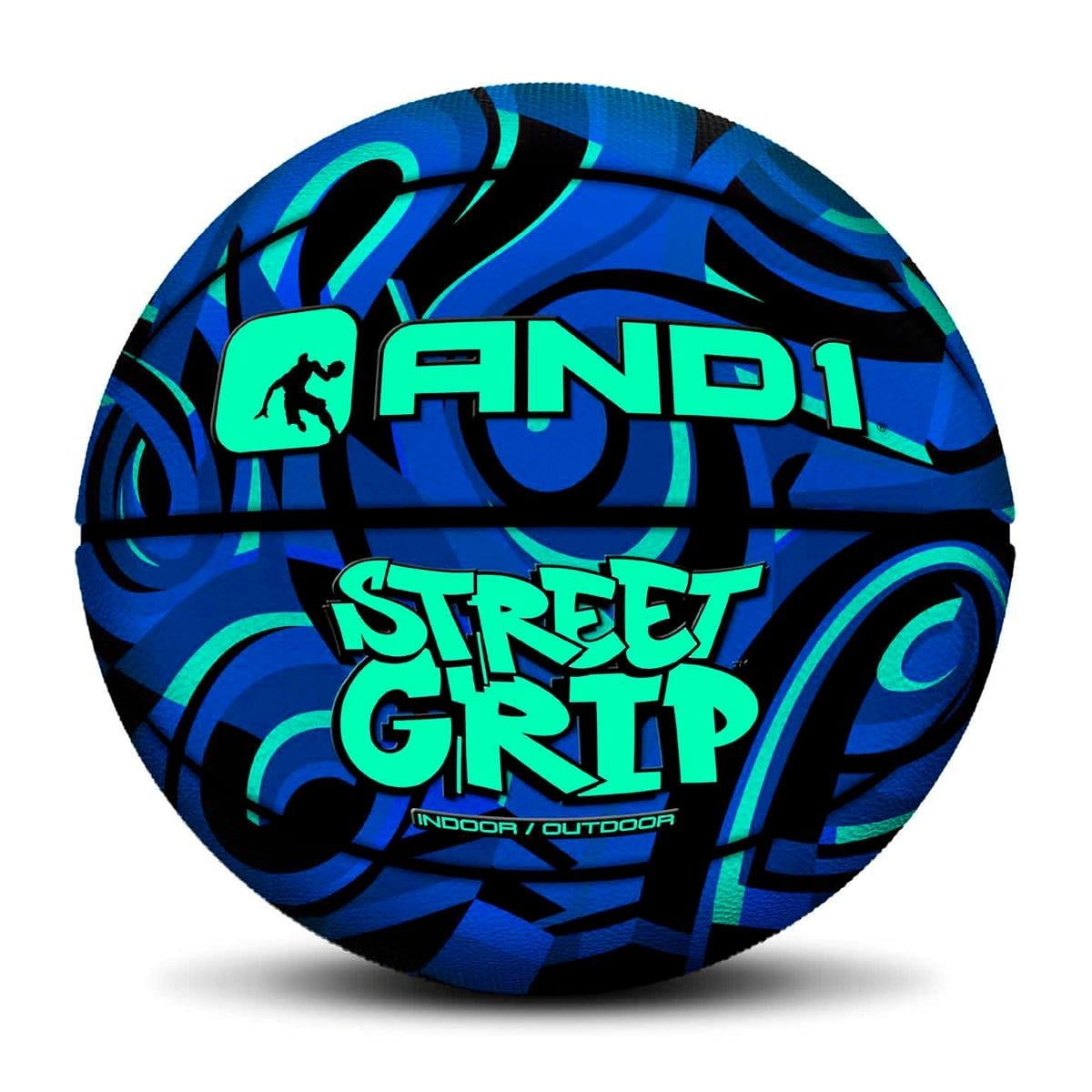And1 - Balón De Baloncesto De Cuero Premium Street Grip Azul Talla 7