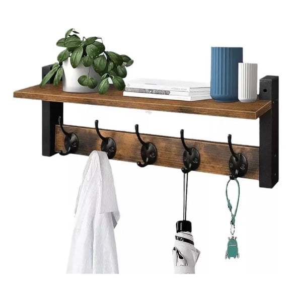 Repisa Perchero Estante De Pared Estantería Flotante Madera