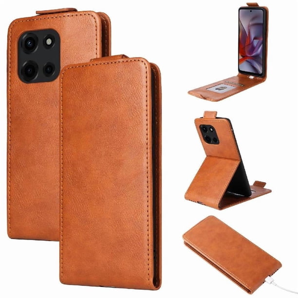 Funda tipo folio para Motorola Edge 5G 2025 con soporte magnético y protección para la cámara Marrón