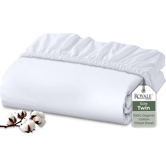 Sábana Bajera Royale Linens Twin 100% Algodón Orgánico Blanco