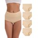 thumbnail image 1 of INSPIRE CHIC Ropa interior de mujer de cintura alta con levantamiento de glúteos y control de abdomen, bragas transpirables de algodón en talla grande, paquete de 4, XXL, 4 Beige, 1 of 4
