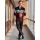 thumbnail image 2 of INSPIRE CHIC Chaquetas de Suéter para Hombre Cuello Alto Chaqueta de Suéter con Rayas en Contraste S Negro Burdeos, 2 of 6