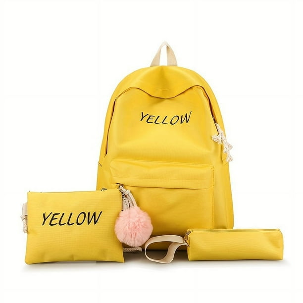 3pcs/set Large Capacity Cute Backpack, Preppy College School Bookbag, Casual Travel Daypack Knapsack & Pencil Bag For Students Girls